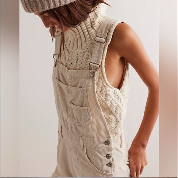 Free People Pants - We The Free Ziggy Cord Overalls (Ecru)